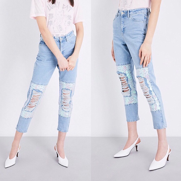 topshop sequin jeans